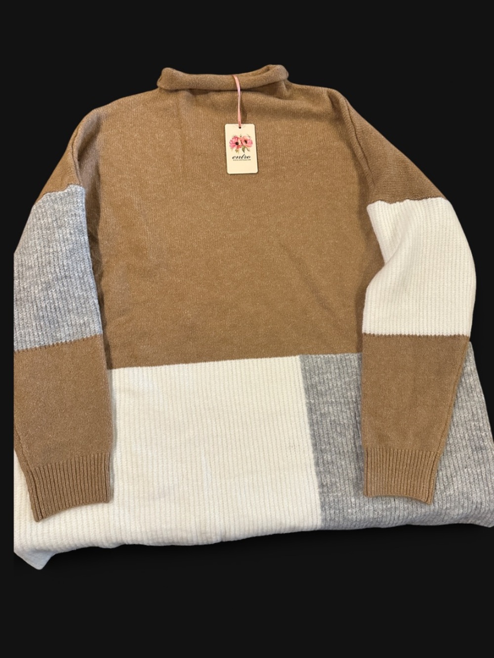 Entro Colorblock Turtleneck Sweater 1X NWT 🤎🤍